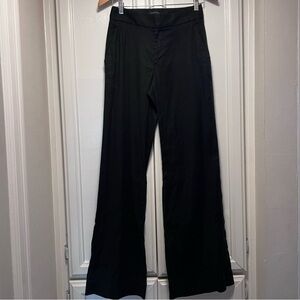 Banana Republic Tall Wide Leg High Rise Linen Cotton Blend Black Classic Size 2L